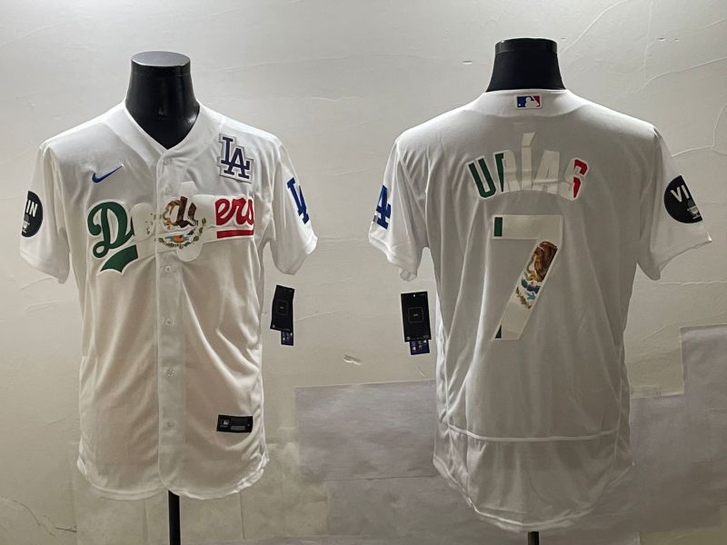 Men Los Angeles Dodgers #7 Urias White Mexico Elite 2025 Nike MLB Jersey style 5